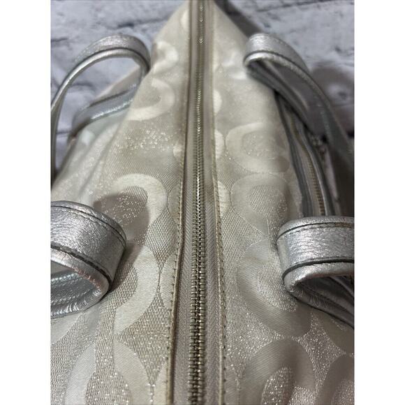 COACH Poppy Signature Silver Jacquard Large Designer‎ Tote Shoulder Bag 14575 - Picture 4 of 16